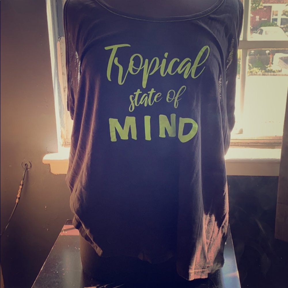 Black tank top with words tropical state of mine